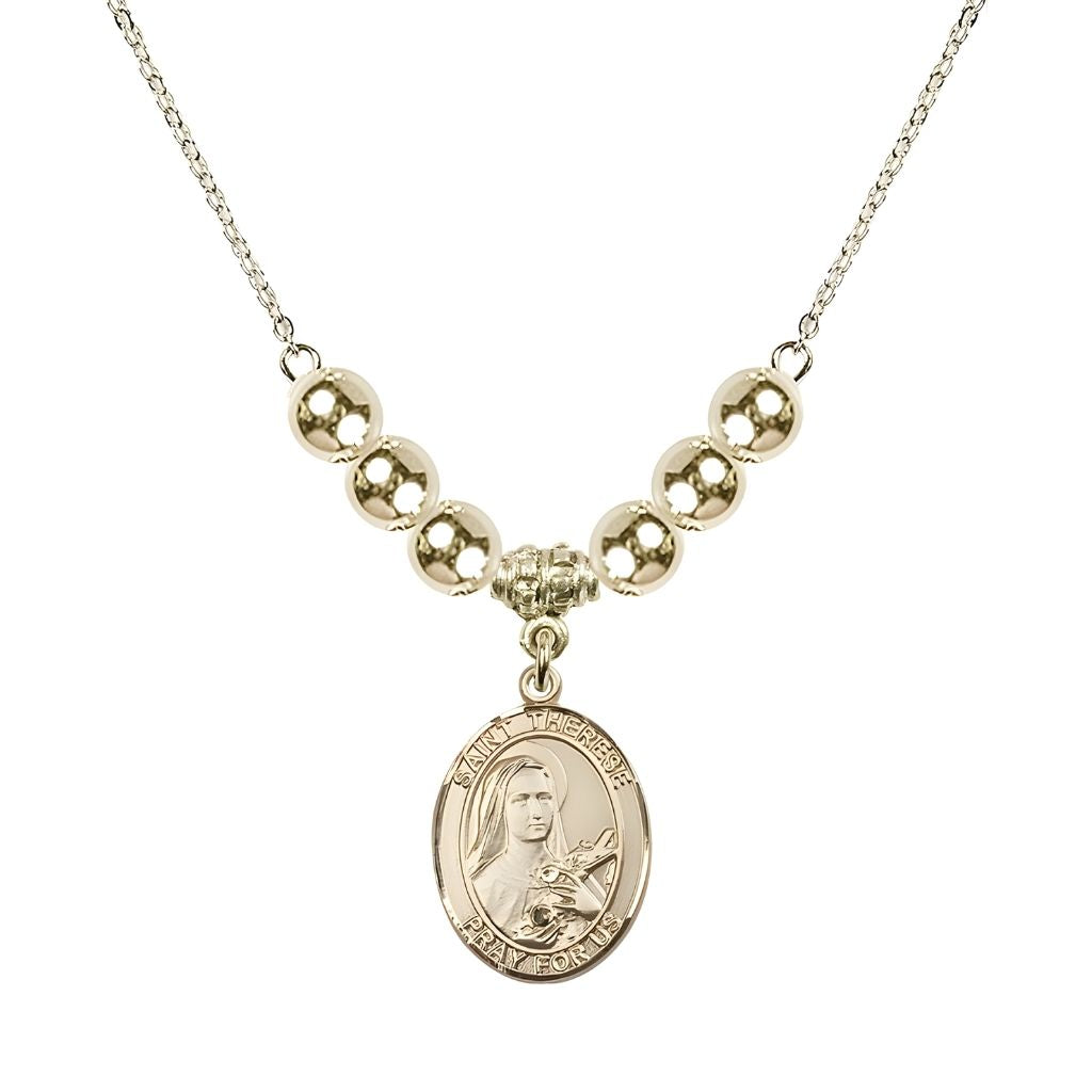 Bliss St. Therese of Lisieux Gold-filled Necklace with 6mm gold-filled beads