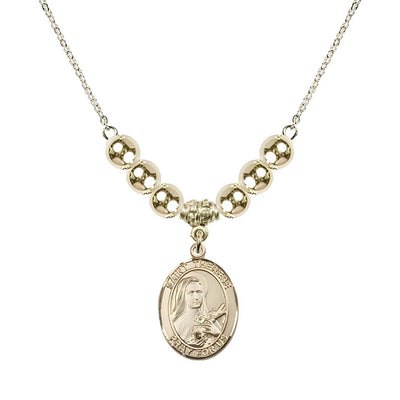 St. Therese of Lisieux Gold-filled Necklace with 6mm gold-filled beads, Bliss Manufacturing