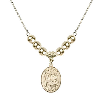 Holy Family Beaded Necklace with Gold-filled Medal, 6mm Gold-filled beads, Bliss Manufacturing