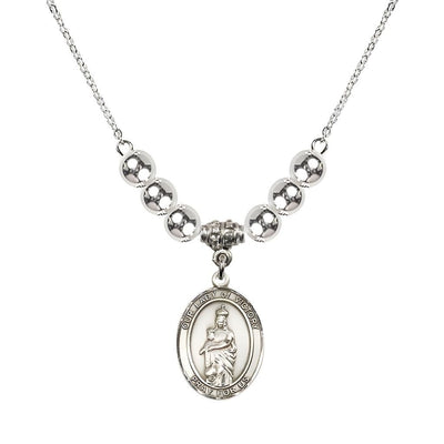 Our Lady of Victory Sterling Silver 6mm Sterling Silver Beaded Necklace with Plated Chain, Bliss Manufacturing