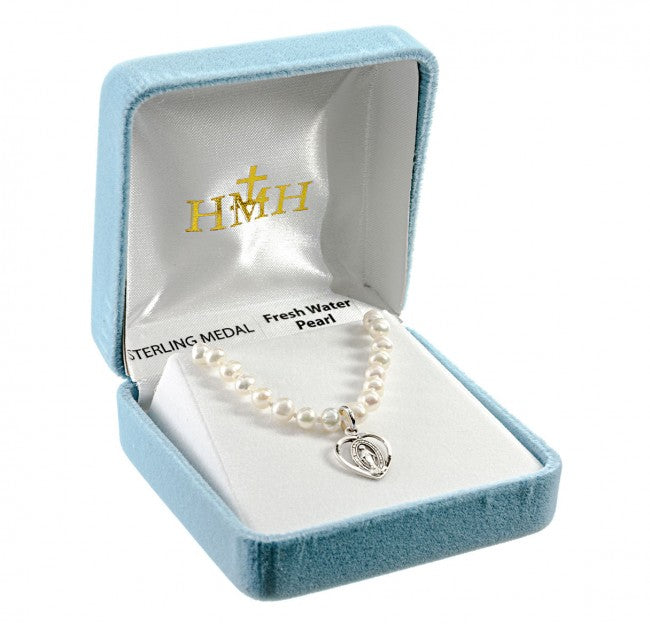 HMH sterling silver miraculous heart necklace in box,