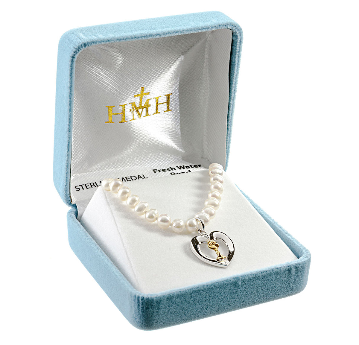 Communion Heart Chalice Freshwater Pearls Necklace in Box