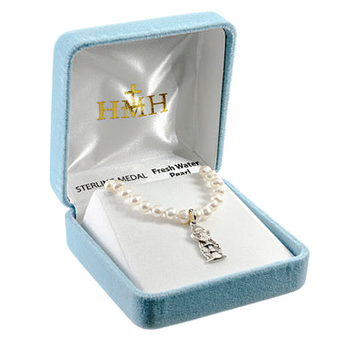 Communion Sterling Silver Jesus Chalice Freshwater Pearls Necklace in Box, HMH Religious