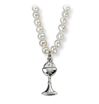 Communion Chalice Shaped with Freshwater Pearls Necklace, HMH Religious