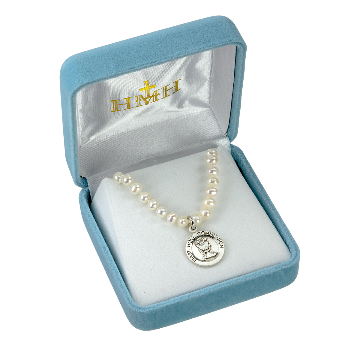 Christian First Holy Communion with the HMH sterling silver chalice necklace in box,