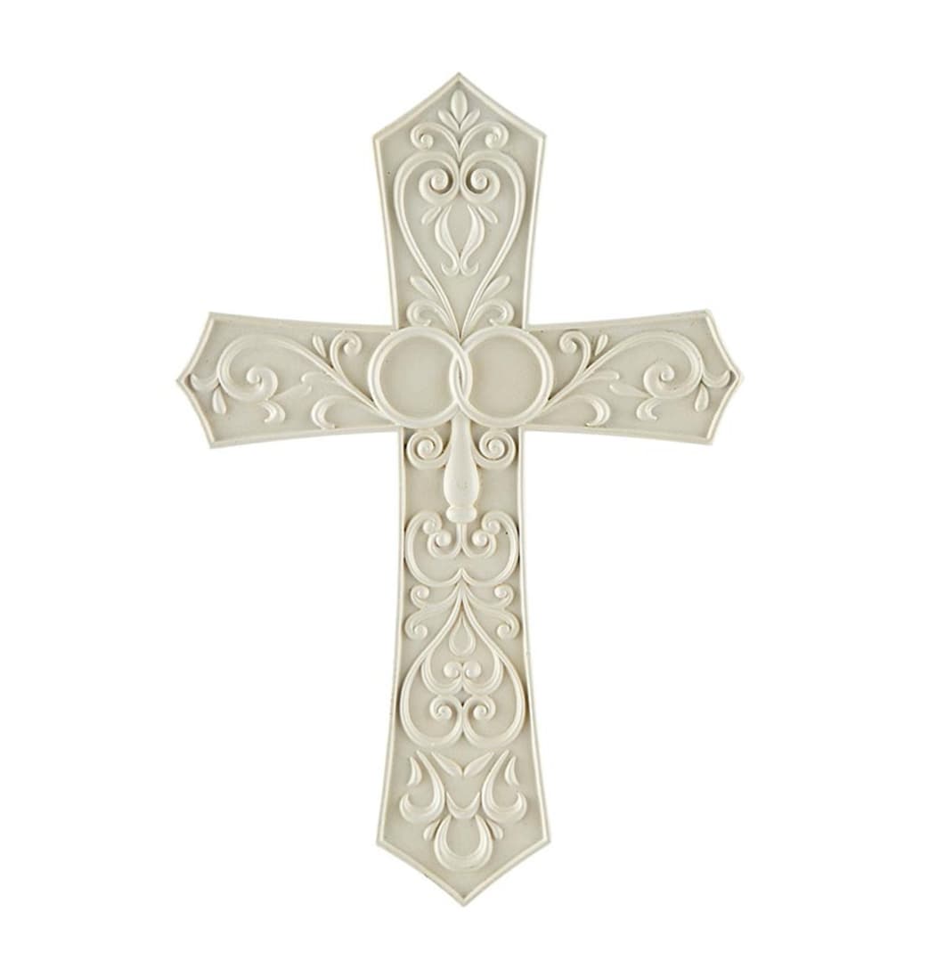 Tomaso Ivory Two Wedding Rings Carved Boxed Cross,