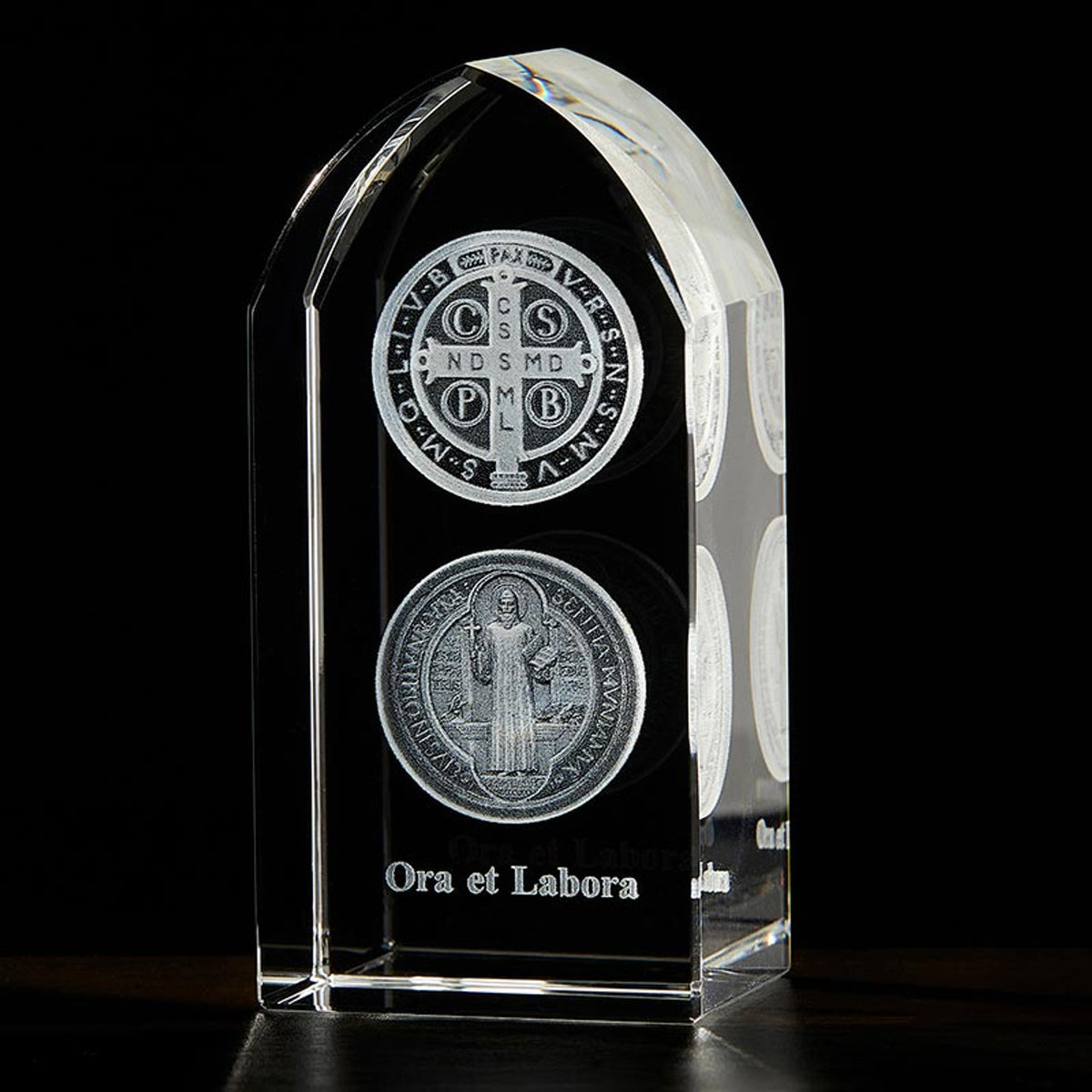 Lux Mundi Collection Saint Benedict Etched Glass Stand