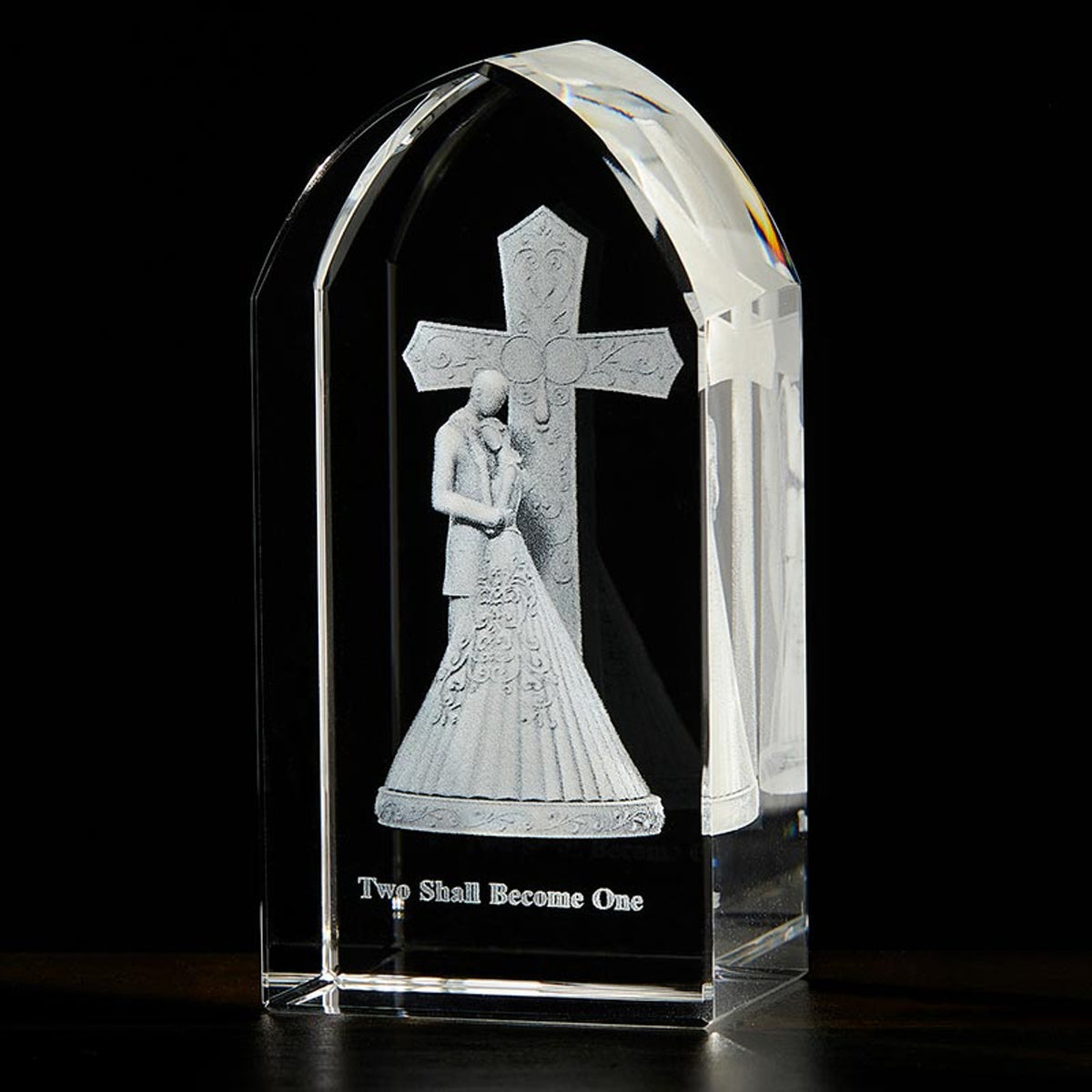 Side View Wedding Etched Glass Stand