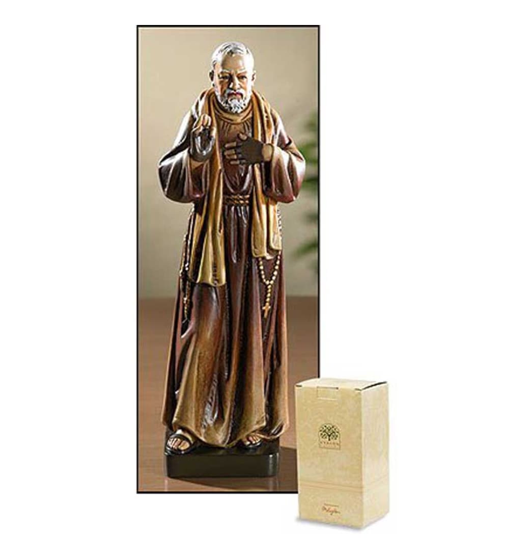 PS990 Avalon Gallery 8-in Saint Padre Pio of Pietrelcina Statue with Box,