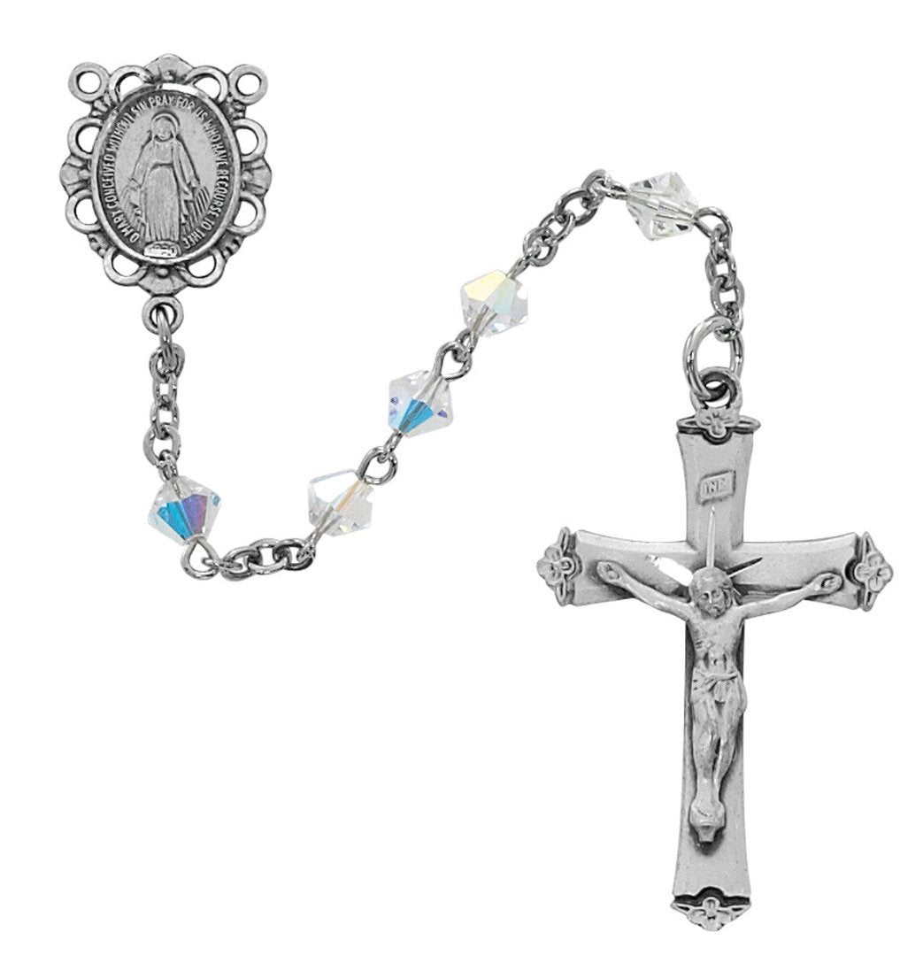 McVan Pewter 5mm Bicone Swarovski Crystal Rosary,