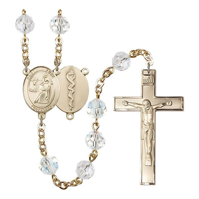 St Luke the Doctor 8mm Austrian Crystal Gold-plated Rosary, Bliss Manufacturing