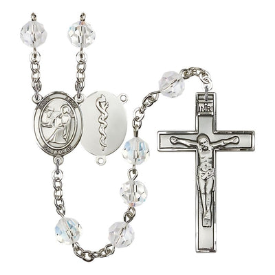 St Luke the Doctor 8mm Austrian Crystal Silver-plated Rosary, Bliss Manufacturing