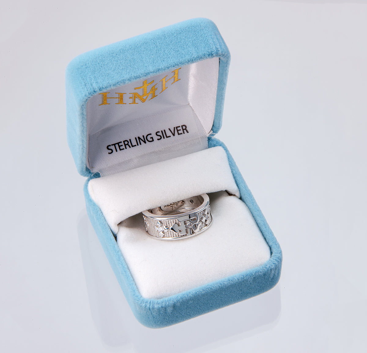 HMH Cubic Zirconia Pater Nostre Rosary Ring in Box