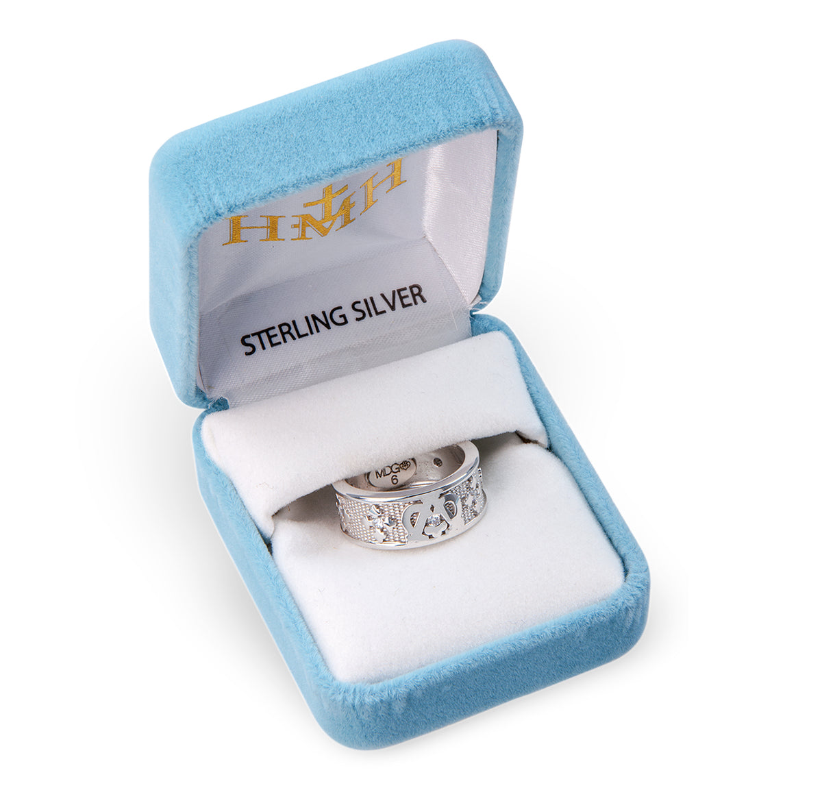 HMH Cubic Zirconia Ave Maria Rosary Ring in Box