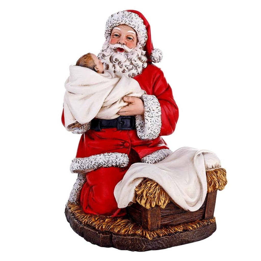 Christmas Adoring Santa Nativity Figurine | Avalon Gallery