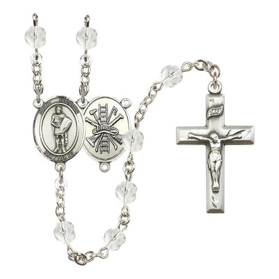 St Florian Firefighter Center Fire Polished Birthstone Rosary, Birthstone April Crystal, Bliss Manufacturing