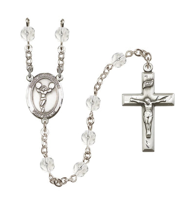 St Christopher Cheerleading 6mm Fire Polished Rosary in Crystal, Bliss Manufacturing