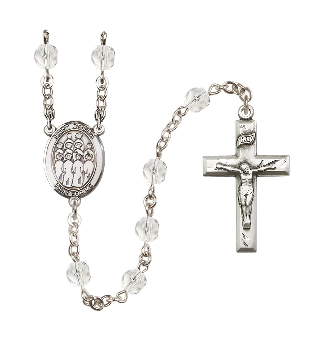 Bliss St Cecilia Choir April/Crystal 6mm Fire Polished Rosary