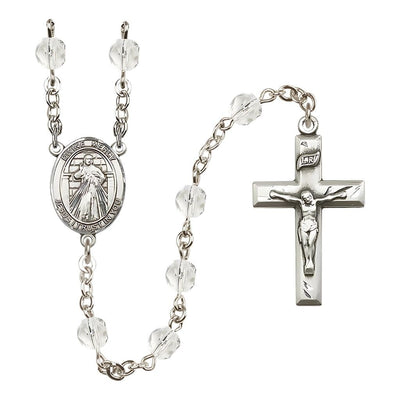 Divine Mercy April Birthstone Crystal Silver-Plated Rosary with 6mm Crystal Beads, Bliss Manufacturing