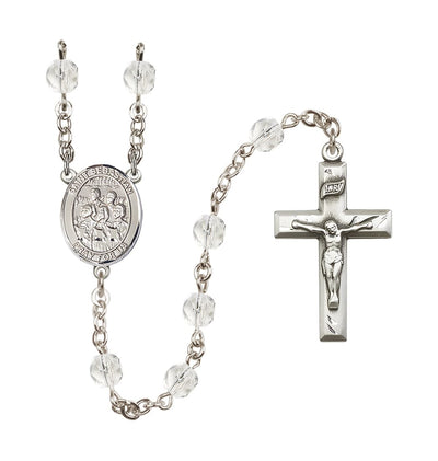 St Sebastian Choir 6mm Fire Polished April Crystal Birthstone Rosary, Bliss Manufacturing