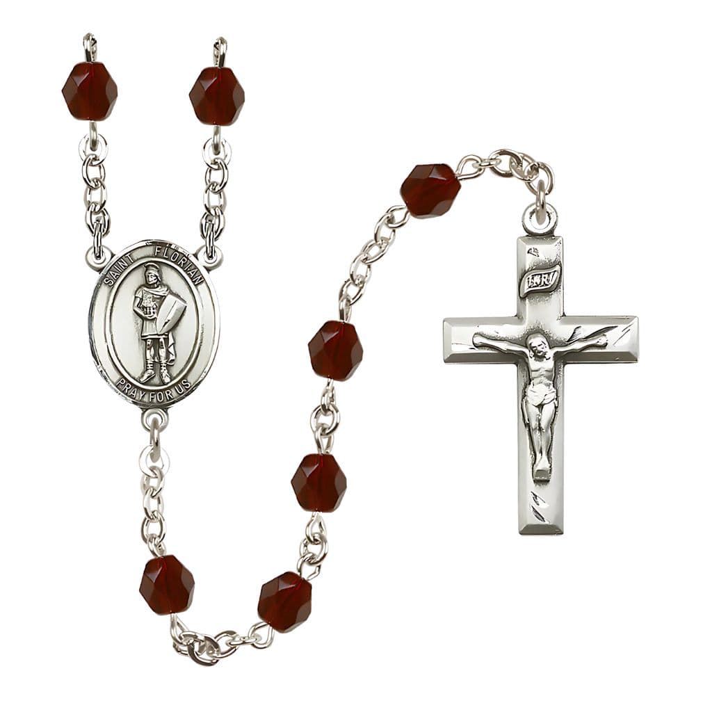 Bliss St Florian Fire Polished Birthstone Rosary,Garnet January Birthstone,