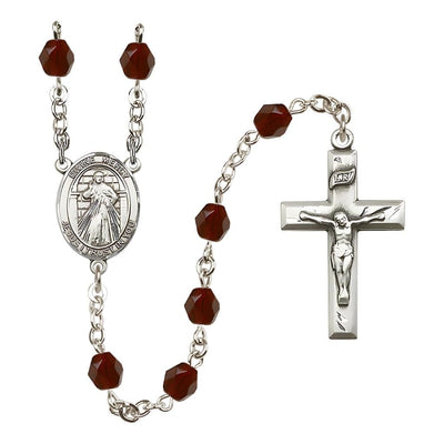 Divine Mercy January Birthstone Crystal Silver-Plated Rosary with 6mm Crystal Beads in Garnet, Bliss Manufacturing