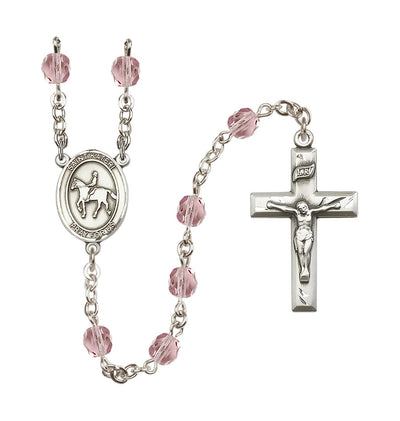 Jun/Light Amethyst Birthstone St Kateri Equestrian 6mm Fire Polished Rosary, Bliss Manufacturing
