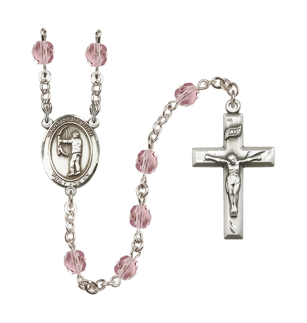 Bliss St Sebastian Archery 6mm Fire Polished Rosary in June/Light Amethyst,