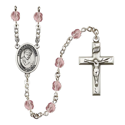 St. Carlo Acutis Birthstone Light Amethyst Fire Polished Rosary, Bliss Manufacturing