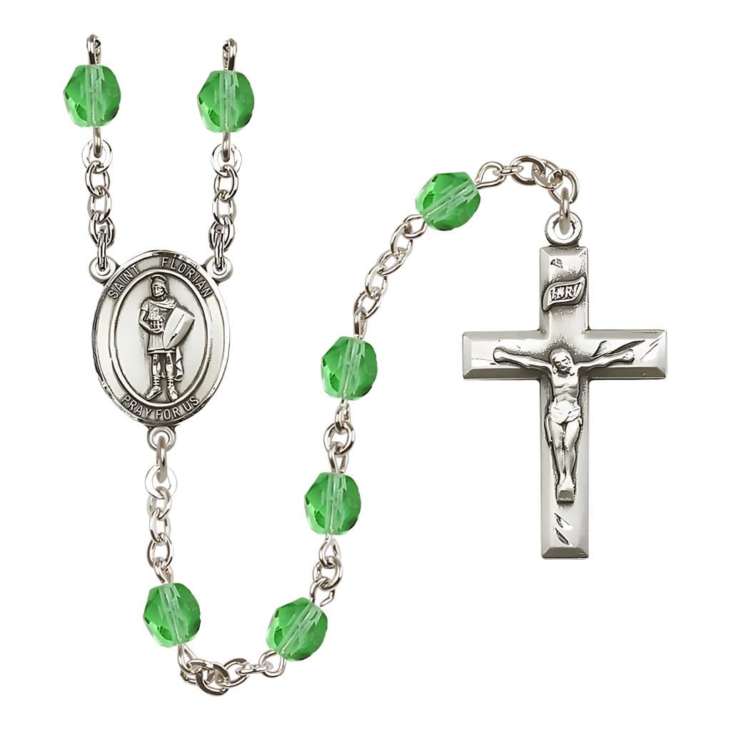 Bliss St Florian Fire Polished Birthstone Rosary,Peridot August Birthstone,