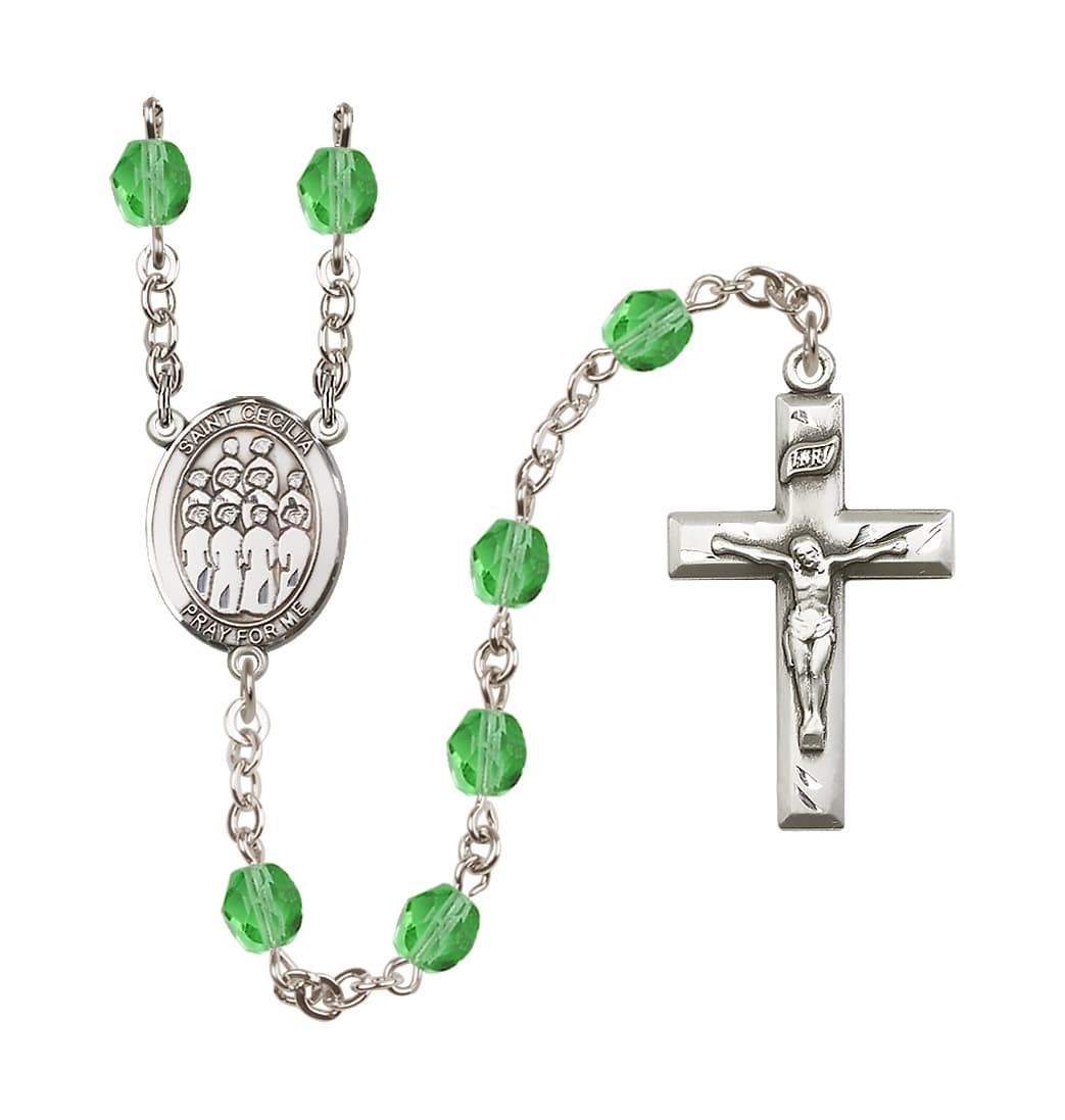 Bliss St Cecilia Choir Aug/Peridot 6mm Fire Polished Rosary,