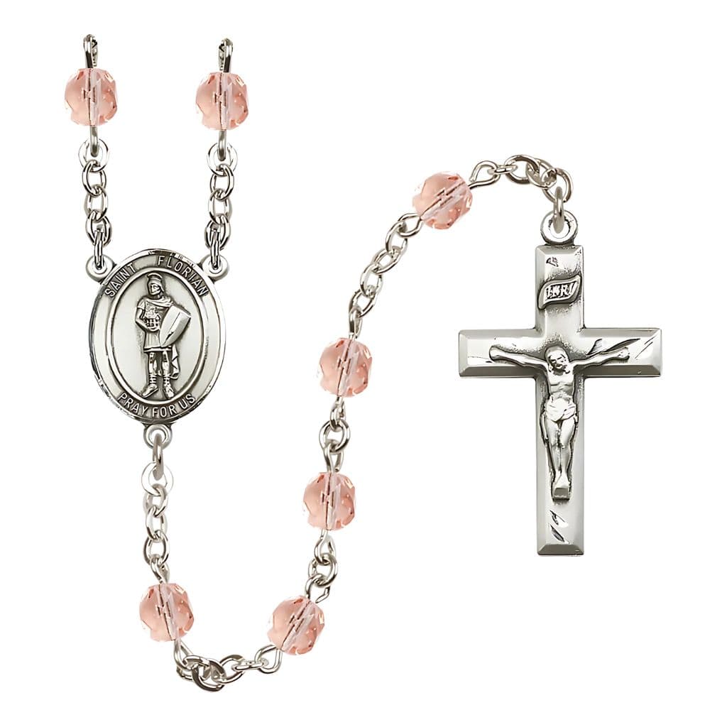 Bliss St Florian Fire Polished Birthstone Rosary,Rose October Birthstone,