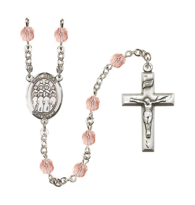 St Cecilia Choir Oct/Rose 6mm Fire Polished Rosary in Pink, Bliss Manufacturing
