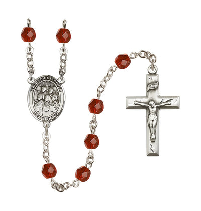 St Christopher Choir Ruby 6mm Fire Polished Rosary, Bliss Manufacturing