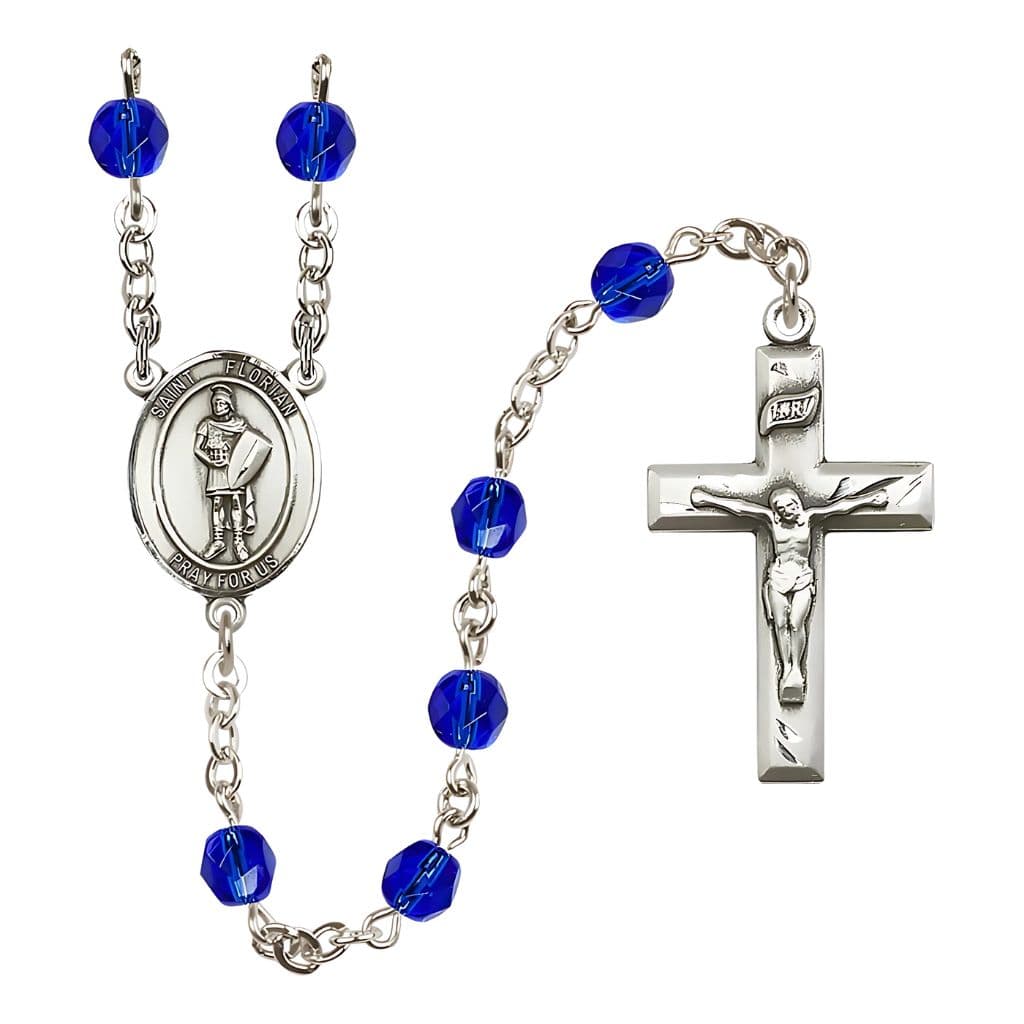 Bliss St Florian Fire Polished Birthstone Rosary,Sapphire September Birthstone,