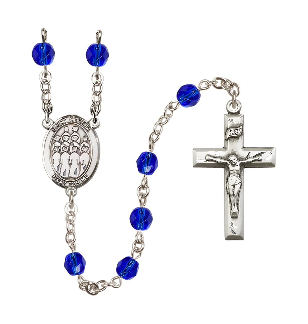 Bliss St Cecilia Choir Sept/Sapphire 6mm Fire Polished Rosary,