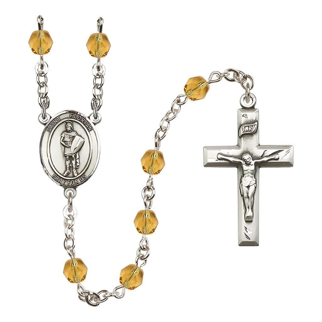 Bliss St Florian Fire Polished Birthstone Rosary,Topaz November Birthstone,