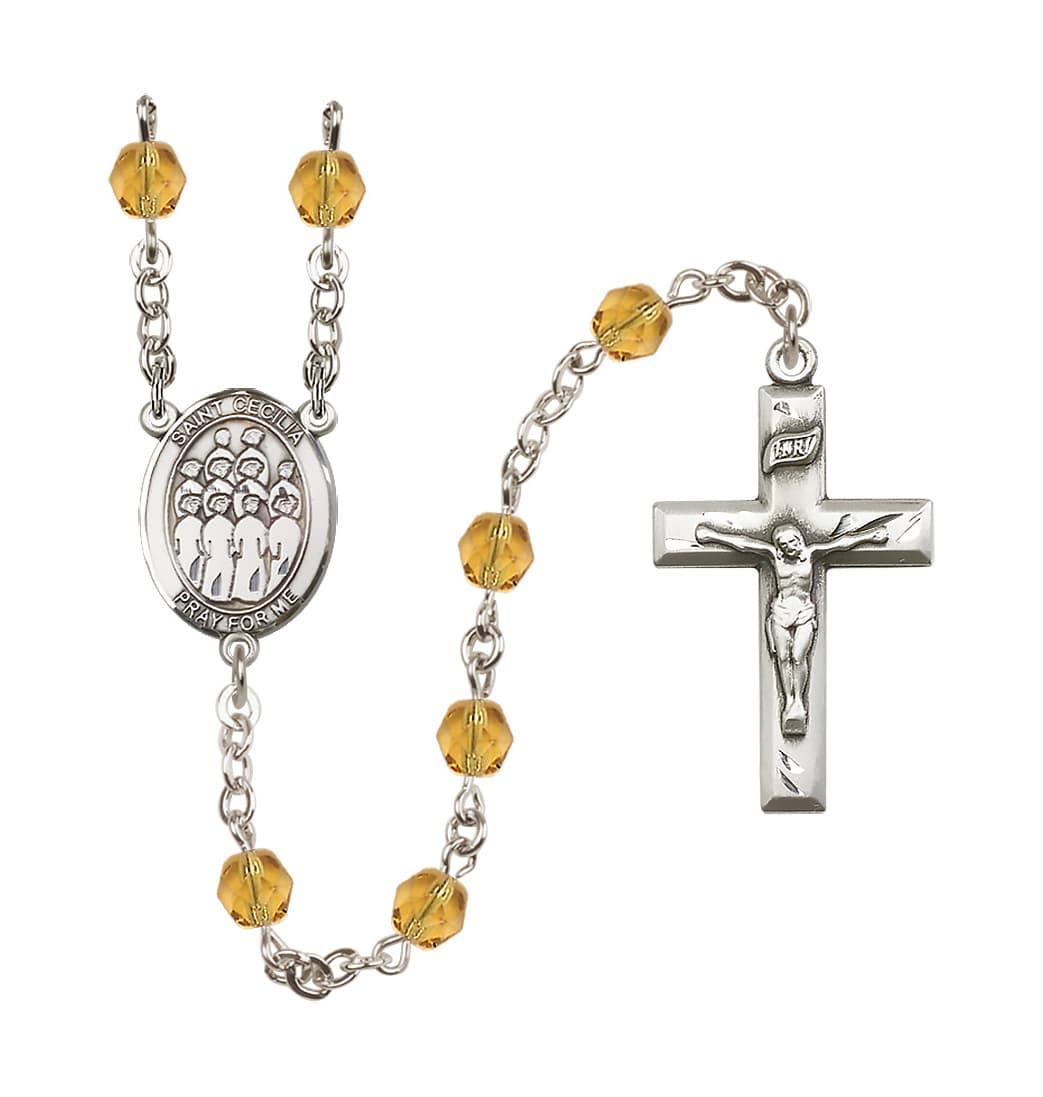 Bliss St Cecilia Choir Nov/Topaz 6mm Fire Polished Rosary