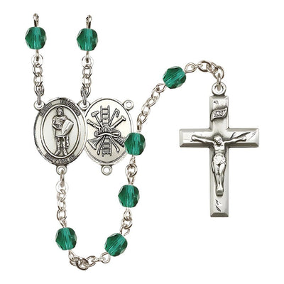 St Florian Firefighter Center Fire Polished Birthstone Rosary, Birthstone Zircon December, Bliss Manufacturing