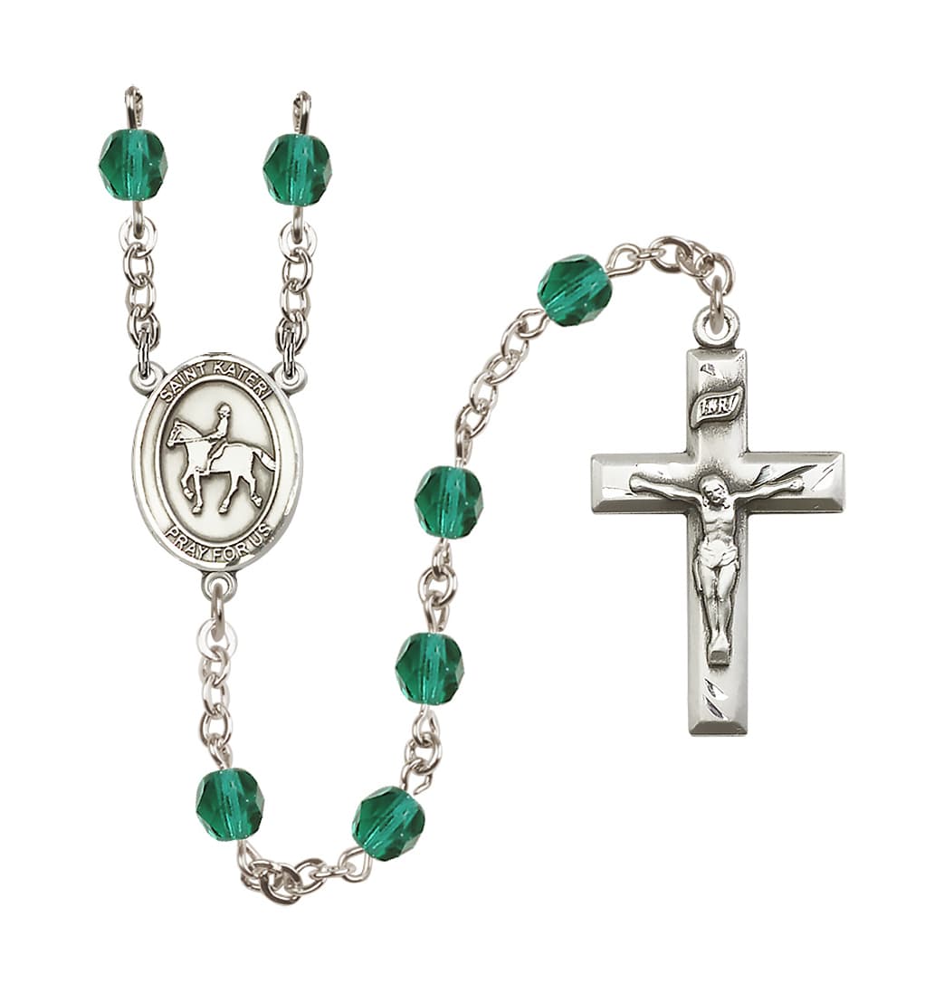 Bliss Dec/Zircon Birthstone St Kateri Equestrian 6mm Fire Polished Rosary,