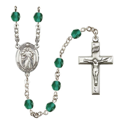 Divine Mercy December Birthstone Crystal Silver-Plated Rosary with 6mm Crystal Beads in Zircon, Bliss Manufacturing