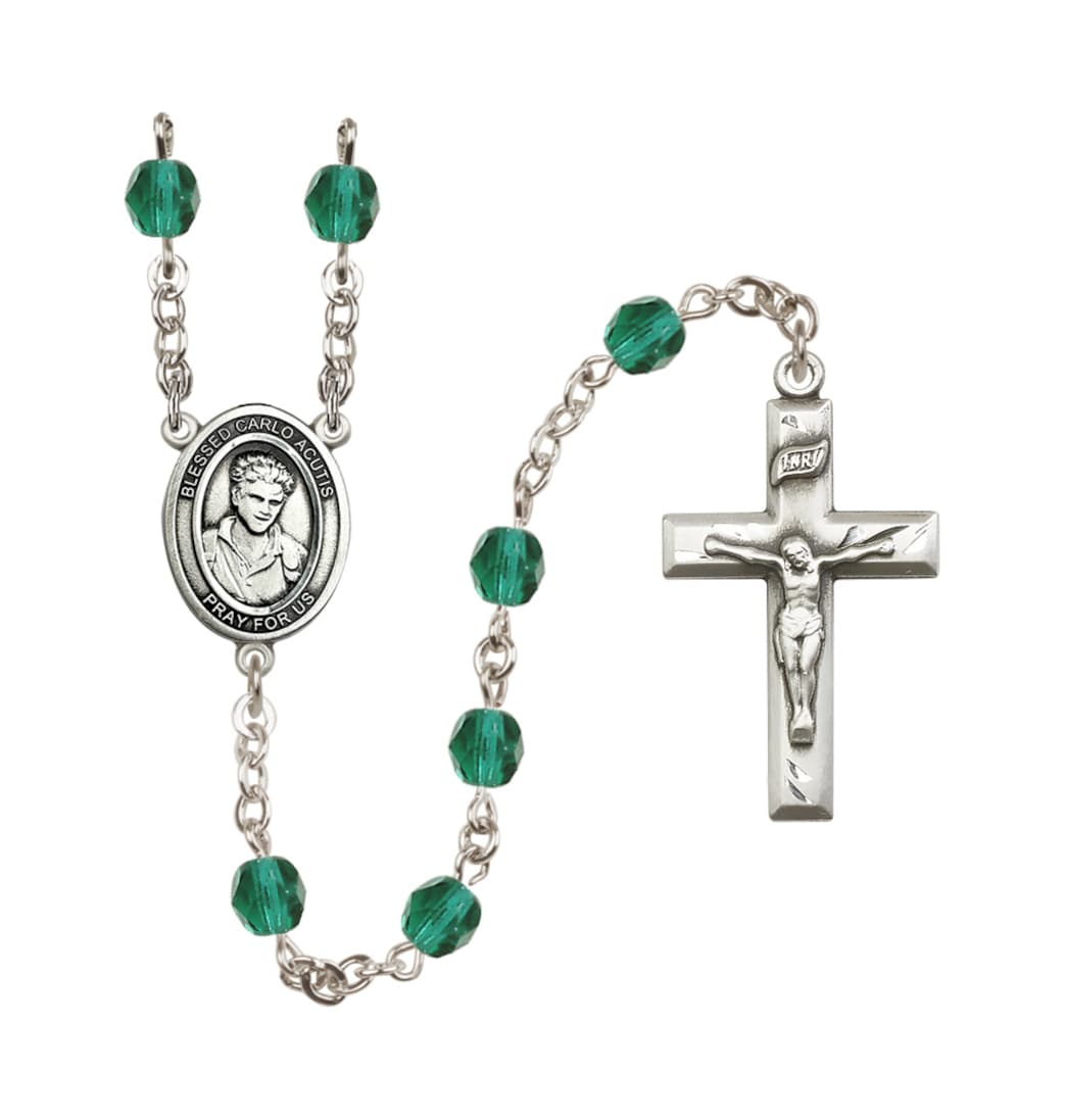 Bliss Child's Blessed Carlo Acutis Birthstone Crystal Rosary,Zircon/Dec,