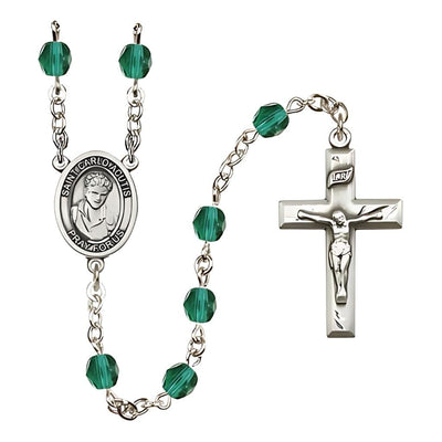 St. Carlo Acutis Birthstone Zircon Fire Polished Rosary, Bliss Manufacturing