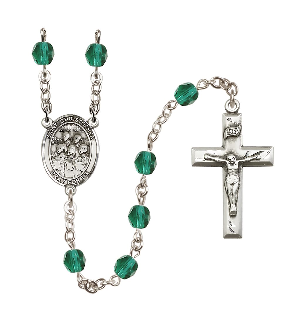 Bliss St Christopher Choir Zircon 6mm Fire Polished Rosary,