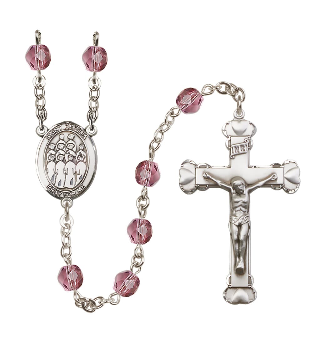 Bliss St Cecilia Choir 6mm Fire Polished Heart Tip Rosary