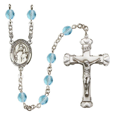 Our Lady of Consolation Birthstone Heart Rosary in Aqua, Bliss Manufacturing