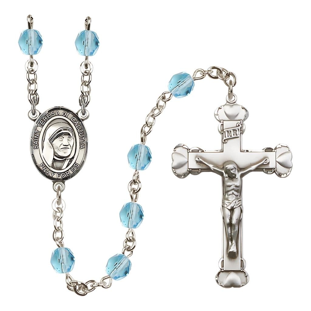 St. Teresa of Calcutta Birthstone Heart Engravable Rosary | Bliss