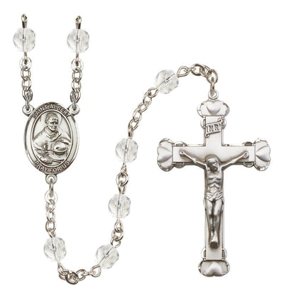 Silver-Plated Crystal St Albert Birthstone Heart Rosary, Bliss Manufacturing