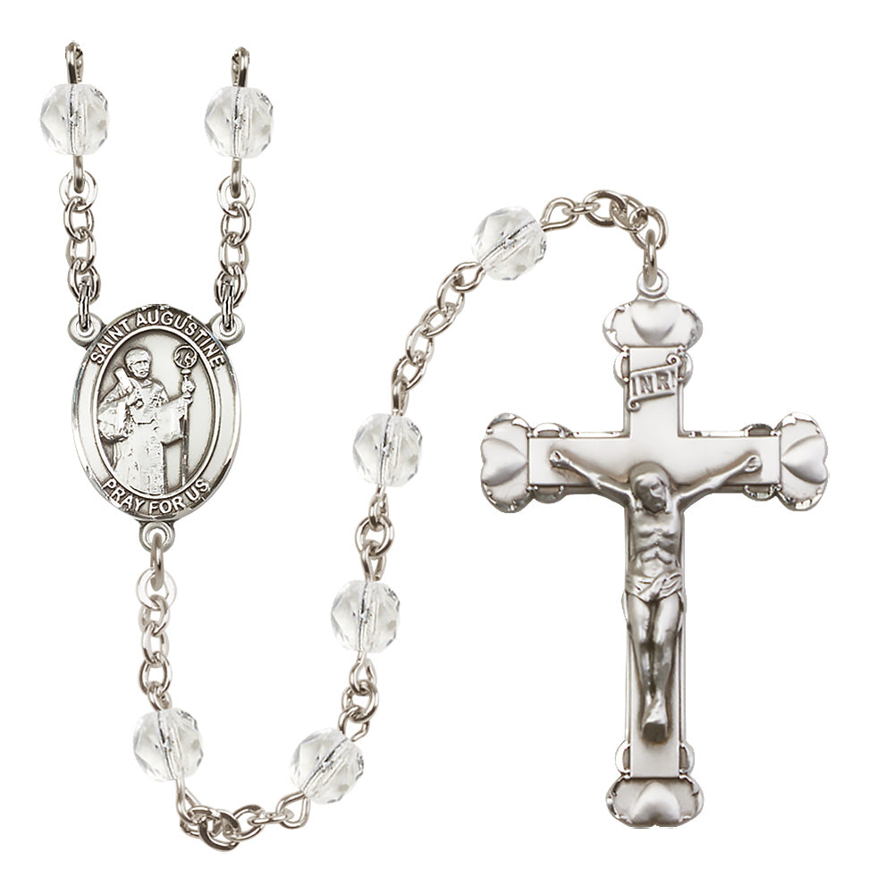 Bliss Silver-Plated Crystal St Augustine Birthstone Heart Rosary