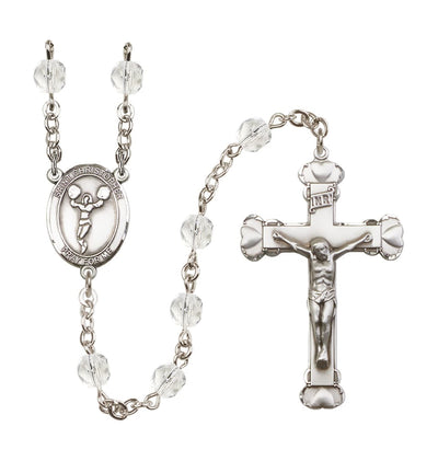 St Christopher Cheerleading April/Crystal 6mm Fire Polished Heart Rosary, Bliss Manufacturing